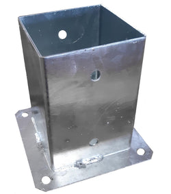 Bolt Down Square Bracket for Pergola Posts Heavy Duty Hot-Dip Galvanised Post Fence Foot Base Support Size: 100mm x 100m (4inch x 4inch)