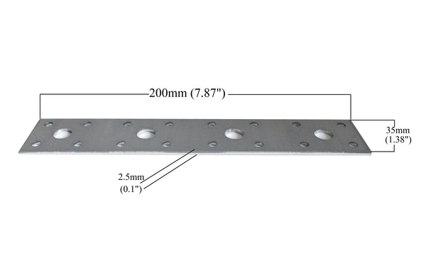 Flat Connecting Joining Plate Galvanised Heavy Duty Metal 7.87