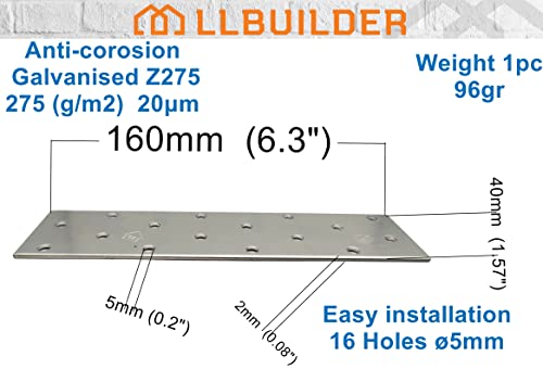 Flat Connecting Joining Plate Galvanised Heavy Duty Metal Steel Sheet 6.3