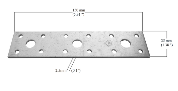 Flat Connecting Joining Plate Galvanised Heavy Duty Metal 5.91