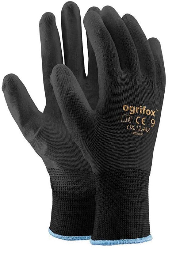 Ogrifox Coated Black Nylon Work Gloves, Gardening, Builders Size: Large L 9